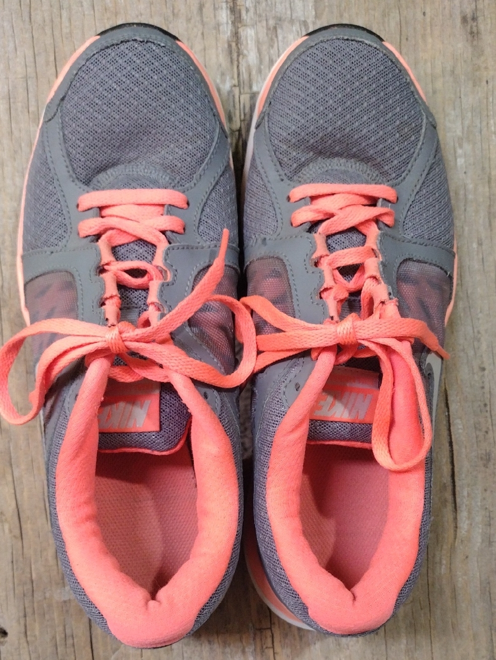 Nike Gray and Coral Athletic Running Shoes
